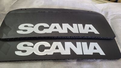 3x Pairs of New & Unused Plastic Scania Mud Flaps with Anti Spray - 2