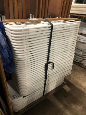 40 x Folding Chairs & Storage Trolley Samsonite Style, - 2