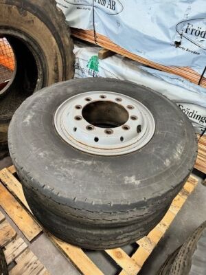 2x 10 Stud Steel Split Wheel Rims & Tyres