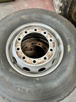 2x 10 Stud 22.5 Steel Wheels with Tyres - 2