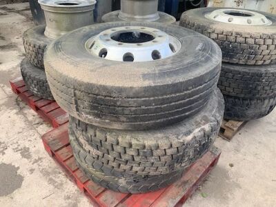 12 x Assorted Lorry Tyres & Alloy Rims