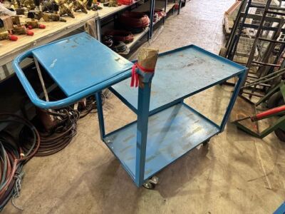 2 Shelf Trolley, 4 Wheels. Push Handle with Shelf - 3