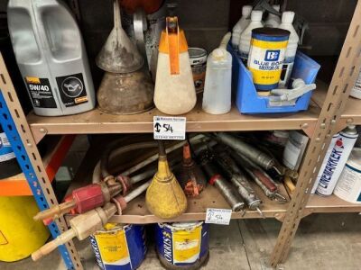 Various Lubes, Grease Guns, Barrel Pumps & Funnels 