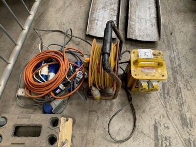 Qty of 110v Cables & Junction Box, Transformer