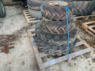 2 x 8.5-12 & 2 x 7.5-18 Part Worn Tractor Tyres & Rims