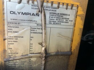 2015 Caterpillar Olympian GEP33-3 Diesel Generator P04288 - 7