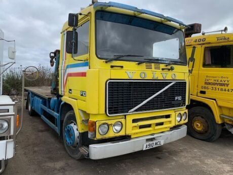 1984 Volvo F10 4x2 Crane Flat Drawbar Rigid
