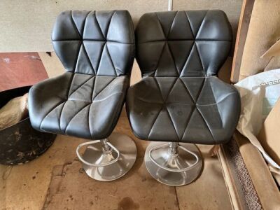 2x Black Faux Leather Breakfast Bar Chairs