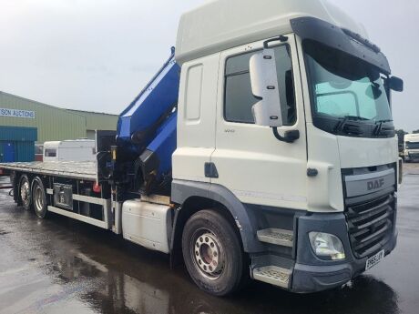 2015 DAF CF370 6x2 Rear Lift Rigid Crane Flat