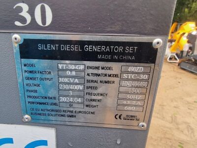 2024 30 KVA YT-30-GF 3 Phase Generator - 10