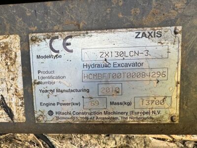 2010 Hitachi ZX130LCN-3 Tracked Excavator - 5