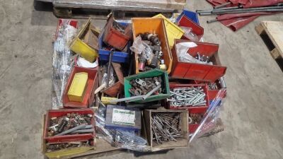 Miscellaneous Pallet of Nuts, Bolts, Washers, Air Hose Ends + More