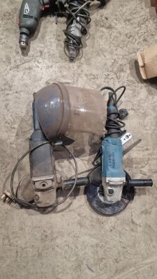 9" Makita 240v Grinder, 9" Bosch 240v Grinder & Face Shield