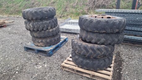 8 x Scrap Handler Wheels and Tyres, 9.00-20