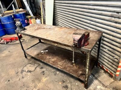 2x Steel Work Benches Fitted c/w: 2 Vices  - 2