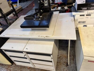 Desk, 2 Cupboards & 240V Heat Press Machine