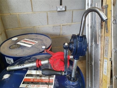 Part Used 200 Litre Drum of AW46 Hydraulic Oil + 2 x Pumps - 2
