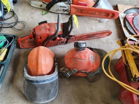 Husqvarna Chainsaw + 2 x Safety Hats 