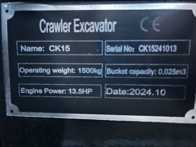 New & Unused 2024 Captok CK15 Excavator - 10