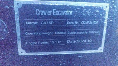 New & Unused 2024 Captok CK15P Excavator - 12