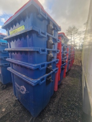 10x 1100ltr Wheelie Bins
