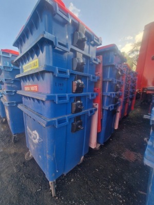 10x 1100ltr Wheelie Bins