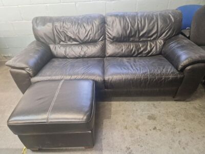 Black 2 Seater Leather Settee