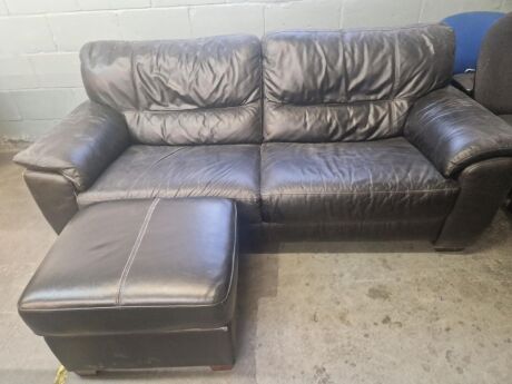 Black 2 Seater Leather Settee