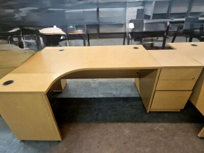 2x Left Hand Ergonomic Desks with Pedestal