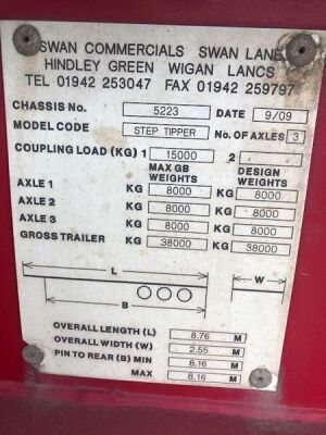 2009 Swan Triaxle Steel Body Step Tipping Trailer - 10