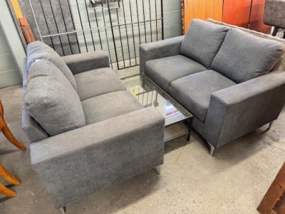 2x 2 Seater Sofas & Glass Coffee Table  - 5