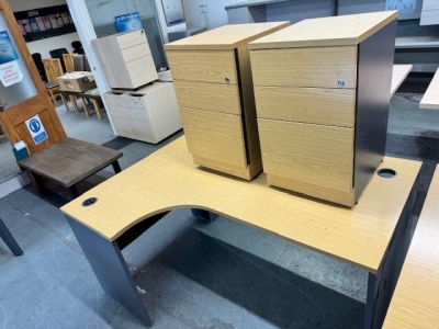 Left Hand Ergonomic Desk with 2 Pedestals