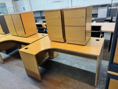 Left Hand Ergonomic Desk with 2 Pedestals