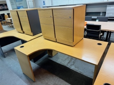 Left Hand Ergonomic Desk with 2 Pedestals