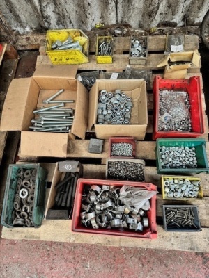 Pallet of Used & Unused Nuts, Bolts & Clamps