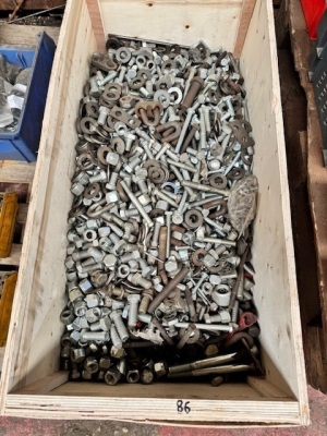 Crate of Used & Unused Nuts, Washers & Bolts