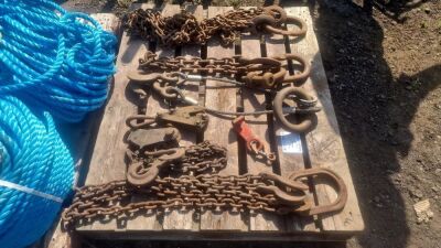 Pallet of Chain + Wire Ropes