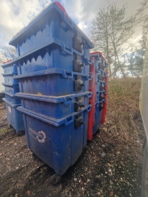10x 1100ltr Wheelie Bins