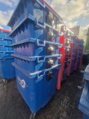10x 1100ltr Wheelie Bins