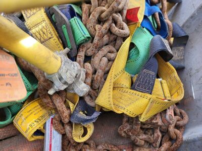 Stillage of Chains Lifting Slings, Fall Arrest equipment and Pipe - 4