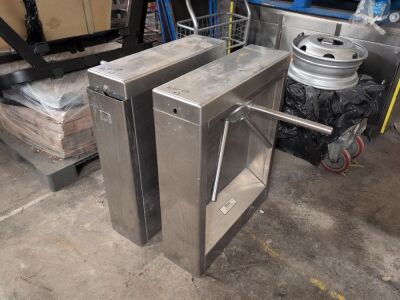 Pair of Mayor Stainless Steel Turnstiles