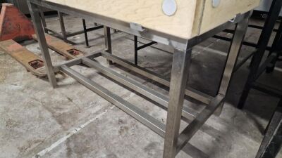Wooden Topped Free Standing Counter Stainless Steel Frame