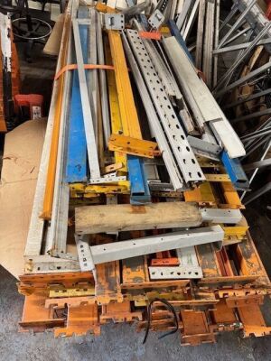 Pallet of Various Industrial Shelving Rails