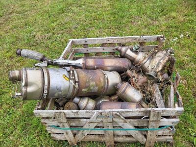 Stillage of Various Stainless Exhausts & Parts