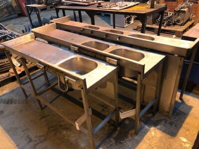 3 x Stainless Steel Free Standing Sink Units 