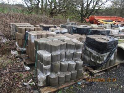 18 x Pallets of Concrete Interlocking Blocks + 3 x Section of Concrete Pipe