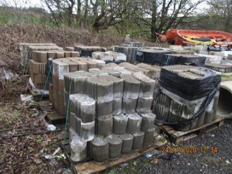 18 x Pallets of Concrete Interlocking Blocks + 3 x Section of Concrete Pipe