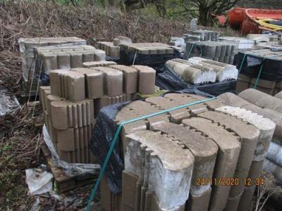 18 x Pallets of Concrete Interlocking Blocks + 3 x Section of Concrete Pipe - 3