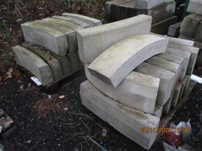 Large Qty of Misc Concrete Curb Stones, Edging Slabs, Manhole Frames, Fence Posts Etc - 9