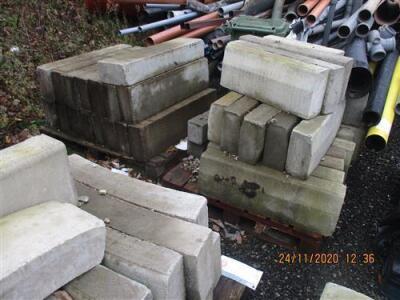 Large Qty of Misc Concrete Curb Stones, Edging Slabs, Manhole Frames, Fence Posts Etc - 11